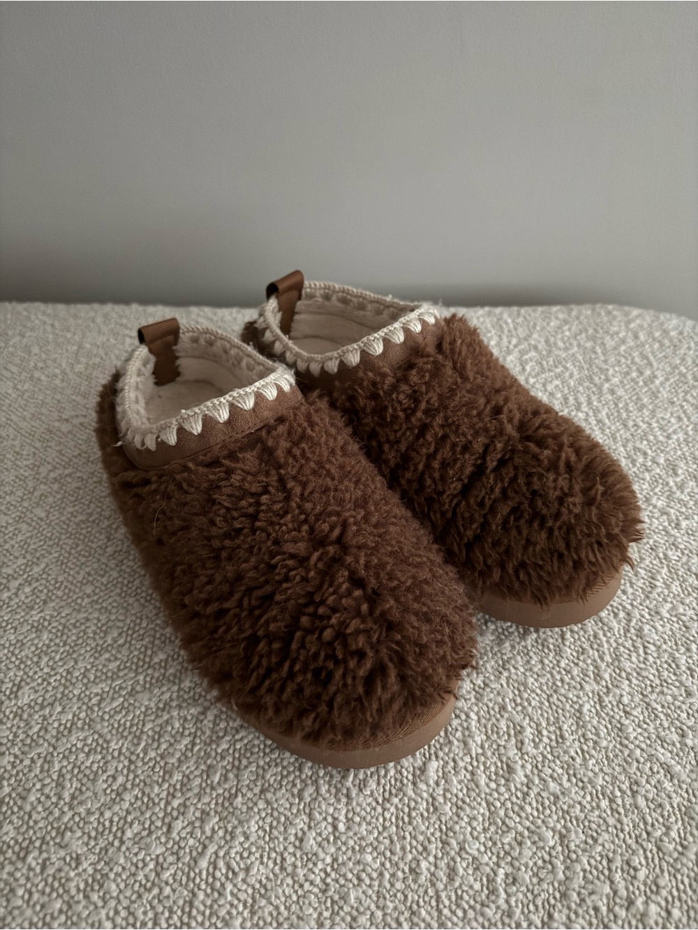 Target Brown Plush Slip-On Slippers